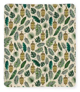 Tropical Lanterns and Leaves Pattern - Blanket