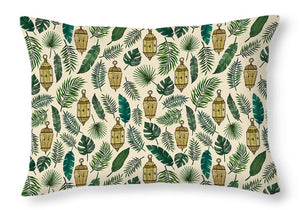 Tropical Lanterns and Leaves Pattern - Throw Pillow