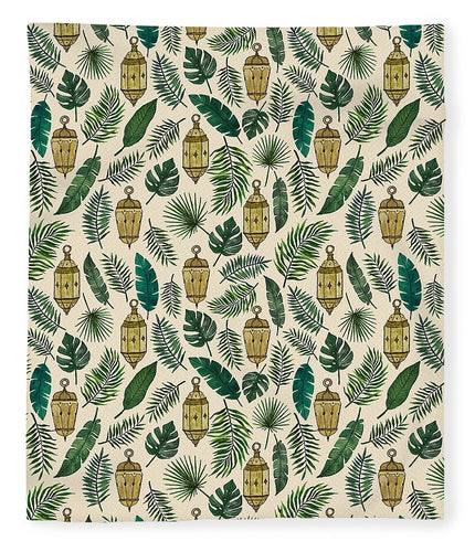 Tropical Lanterns and Leaves Pattern - Blanket