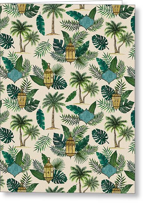 Palms and Lanterns Pattern - Greeting Card