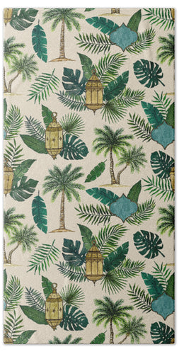 Palms and Lanterns Pattern - Beach Towel