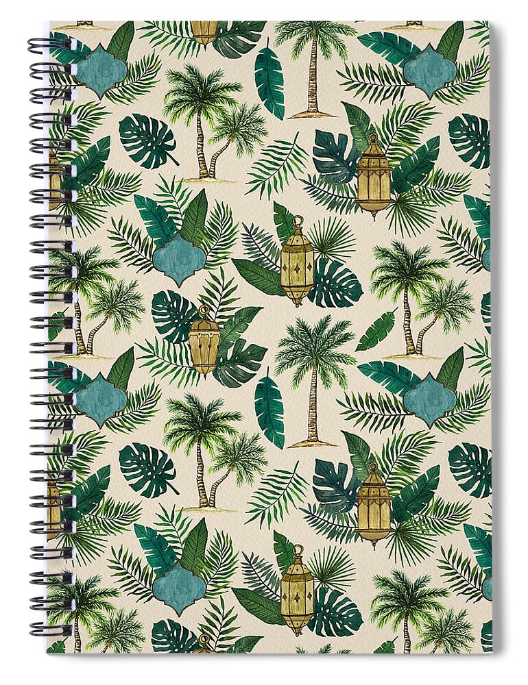 Palms and Lanterns Pattern - Spiral Notebook