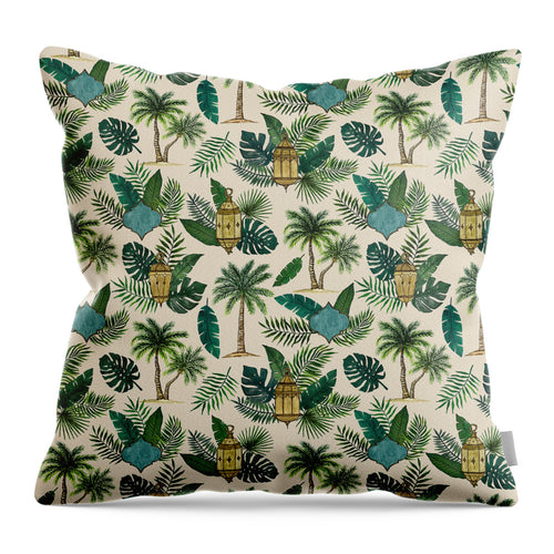 Palms and Lanterns Pattern - Throw Pillow