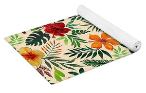 Tropical Watercolor Floral Pattern - Yoga Mat
