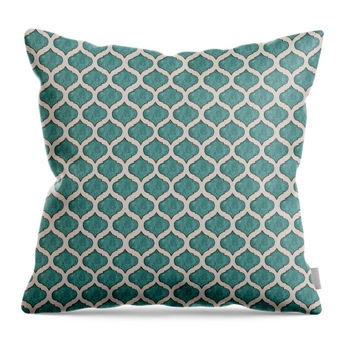 Turquoise Tile Pattern - Throw Pillow