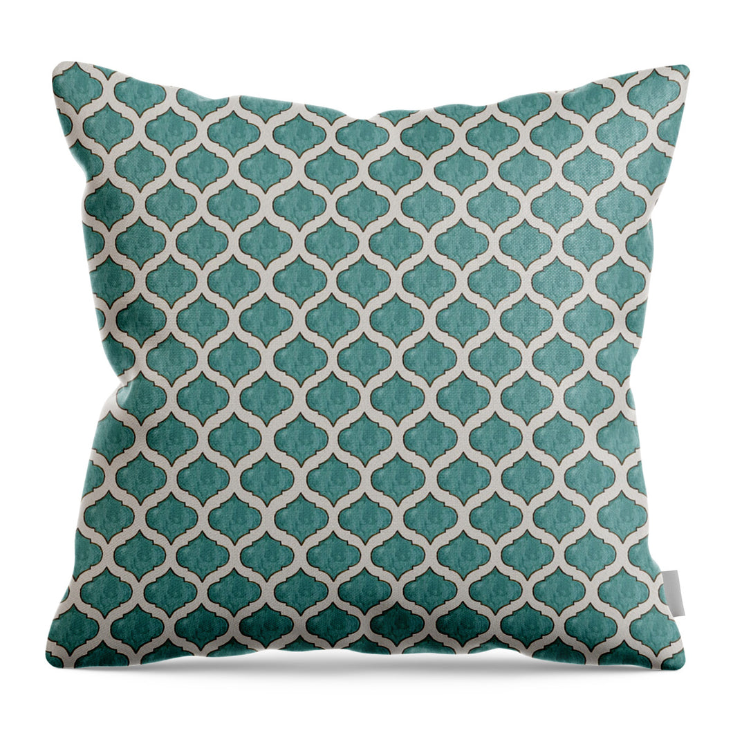 Turquoise Tile Pattern - Throw Pillow