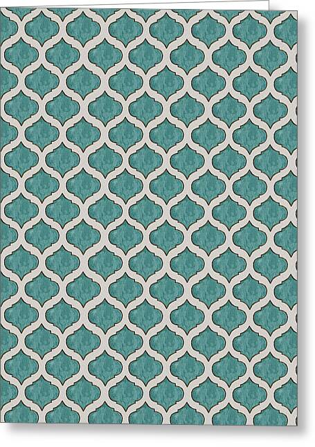 Turquoise Tile Pattern - Greeting Card