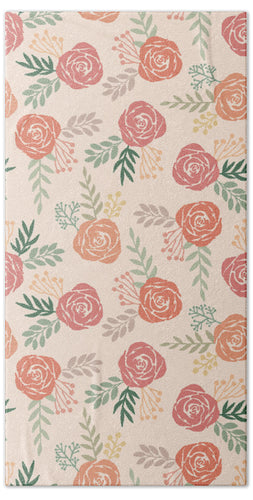 Warm Floral Pattern - Beach Towel