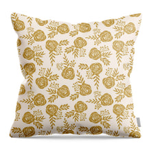 Load image into Gallery viewer, Warm Gold Floral Pattern - Throw Pillow