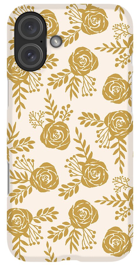 Warm Gold Floral Pattern - Phone Case