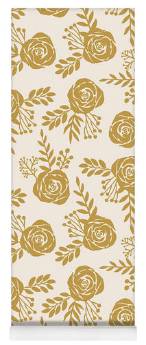 Warm Gold Floral Pattern - Yoga Mat