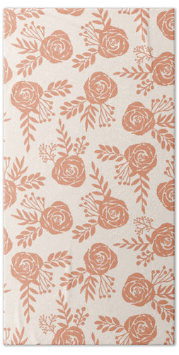 Warm Orange Floral Pattern - Beach Towel