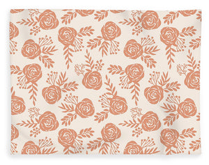 Warm Orange Floral Pattern - Blanket