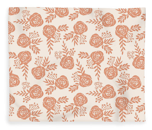 Warm Orange Floral Pattern - Blanket