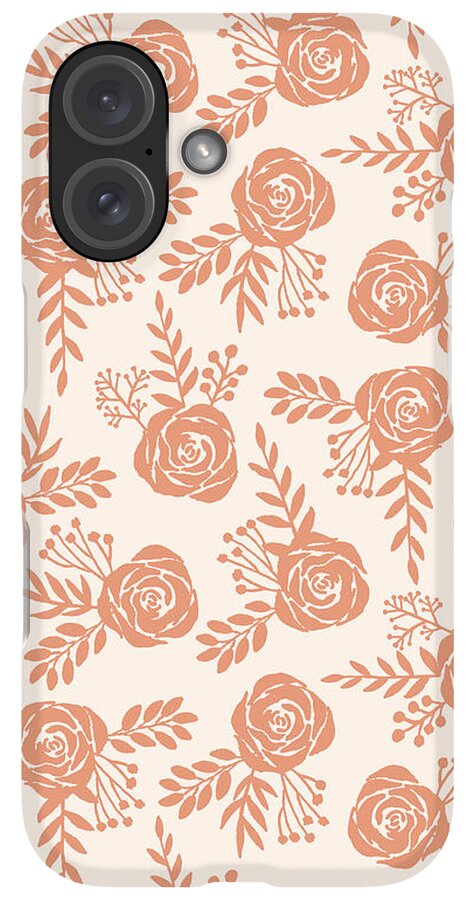 Warm Orange Floral Pattern - Phone Case