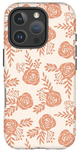 Warm Orange Floral Pattern - Phone Case
