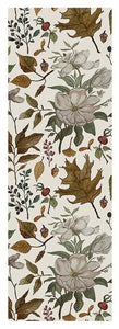 Watercolor Fall Leaves and Flowers Pattern - Yoga Mat