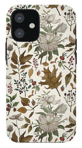 Watercolor Fall Leaves and Flowers Pattern - Phone Case