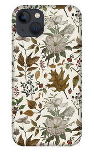 Watercolor Fall Leaves and Flowers Pattern - Phone Case