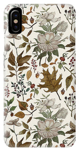 Watercolor Fall Leaves and Flowers Pattern - Phone Case