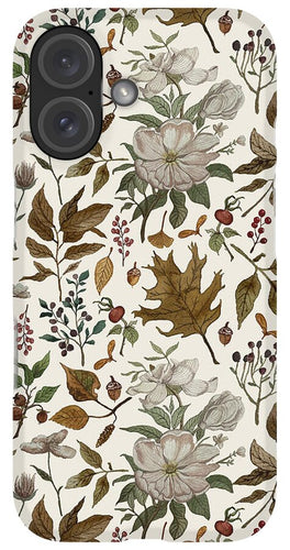 Watercolor Fall Leaves and Flowers Pattern - Phone Case