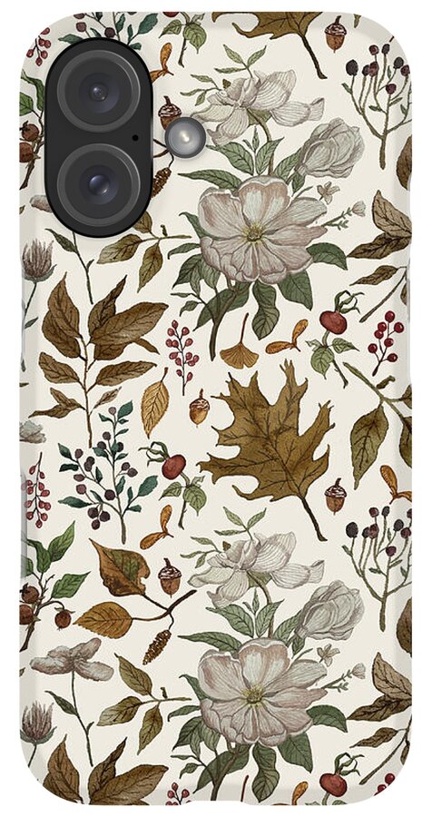 Watercolor Fall Leaves and Flowers Pattern - Phone Case