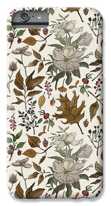 Watercolor Fall Leaves and Flowers Pattern - Phone Case