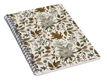 Load image into Gallery viewer, Watercolor Fall Leaves and Flowers Pattern - Spiral Notebook