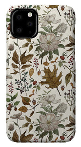 Watercolor Fall Leaves and Flowers Pattern - Phone Case