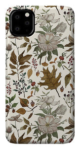 Watercolor Fall Leaves and Flowers Pattern - Phone Case