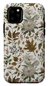 Watercolor Fall Leaves and Flowers Pattern - Phone Case