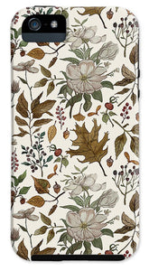 Watercolor Fall Leaves and Flowers Pattern - Phone Case