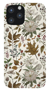 Watercolor Fall Leaves and Flowers Pattern - Phone Case