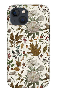 Watercolor Fall Leaves and Flowers Pattern - Phone Case