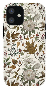 Watercolor Fall Leaves and Flowers Pattern - Phone Case