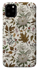 Watercolor Fall Leaves and Flowers Pattern - Phone Case