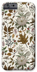 Watercolor Fall Leaves and Flowers Pattern - Phone Case