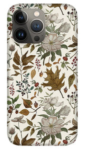 Watercolor Fall Leaves and Flowers Pattern - Phone Case