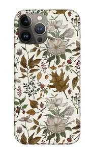 Watercolor Fall Leaves and Flowers Pattern - Phone Case