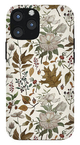 Watercolor Fall Leaves and Flowers Pattern - Phone Case