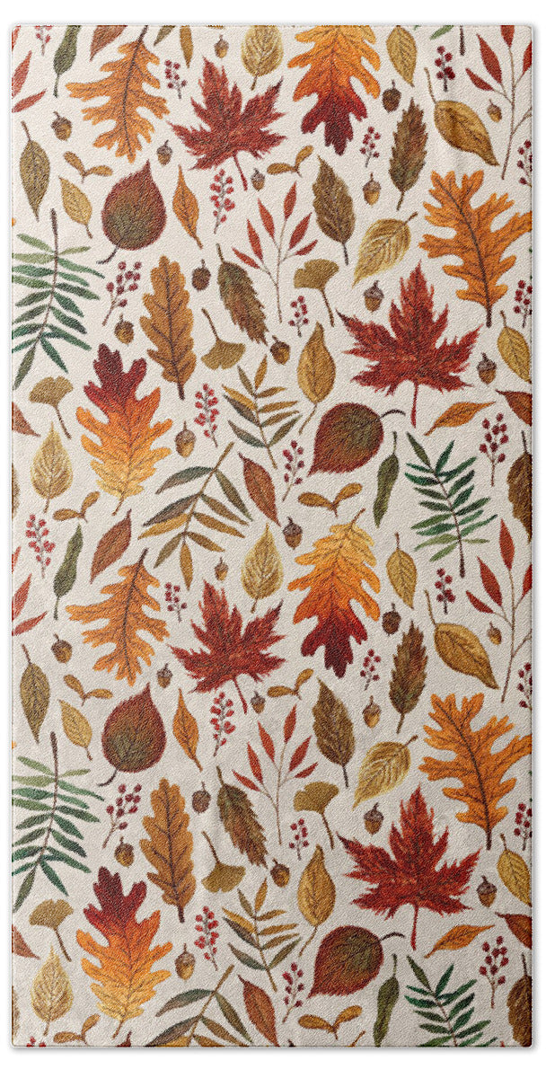 Watercolor Fall Leaves - Beach Towel