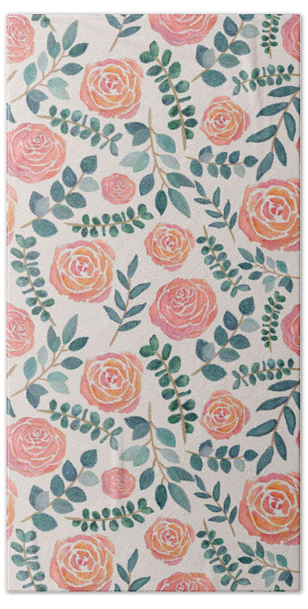 Watercolor Floral Pattern - Beach Towel