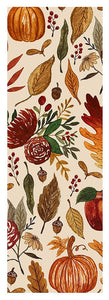 Watercolor Floral Pumpkin, Leaves, and Berries - Yoga Mat