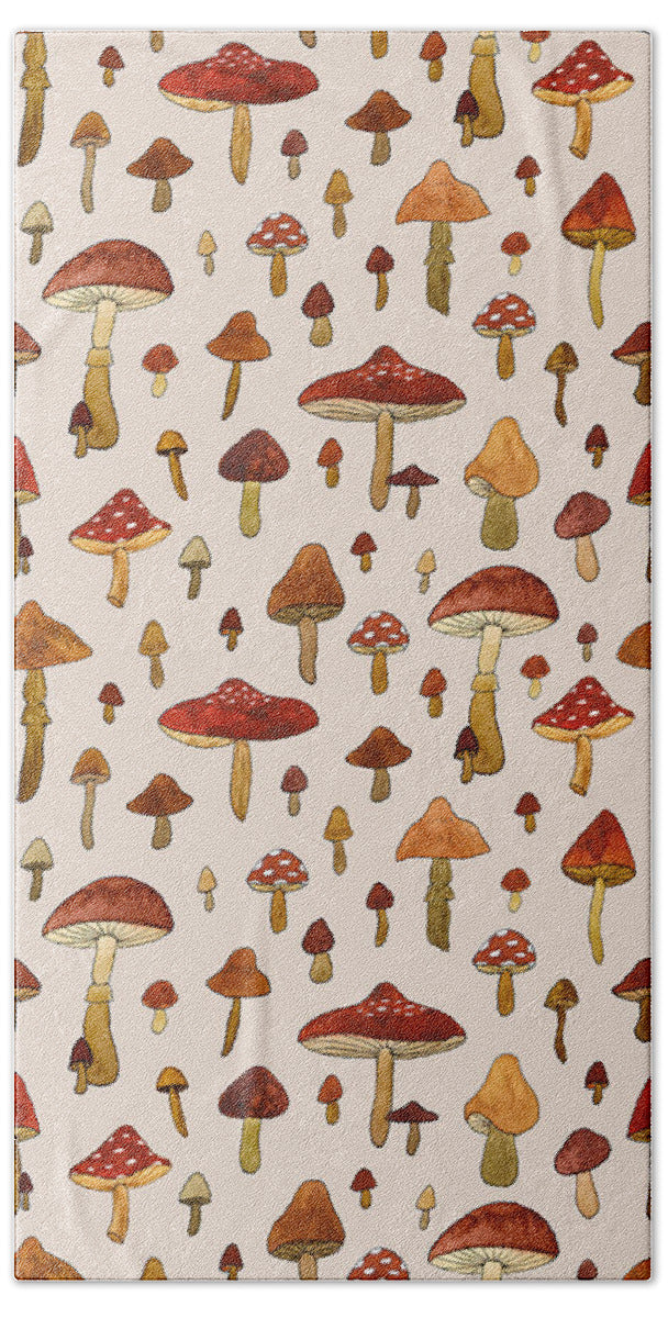 Watercolor Mushroom Pattern - Beach Towel