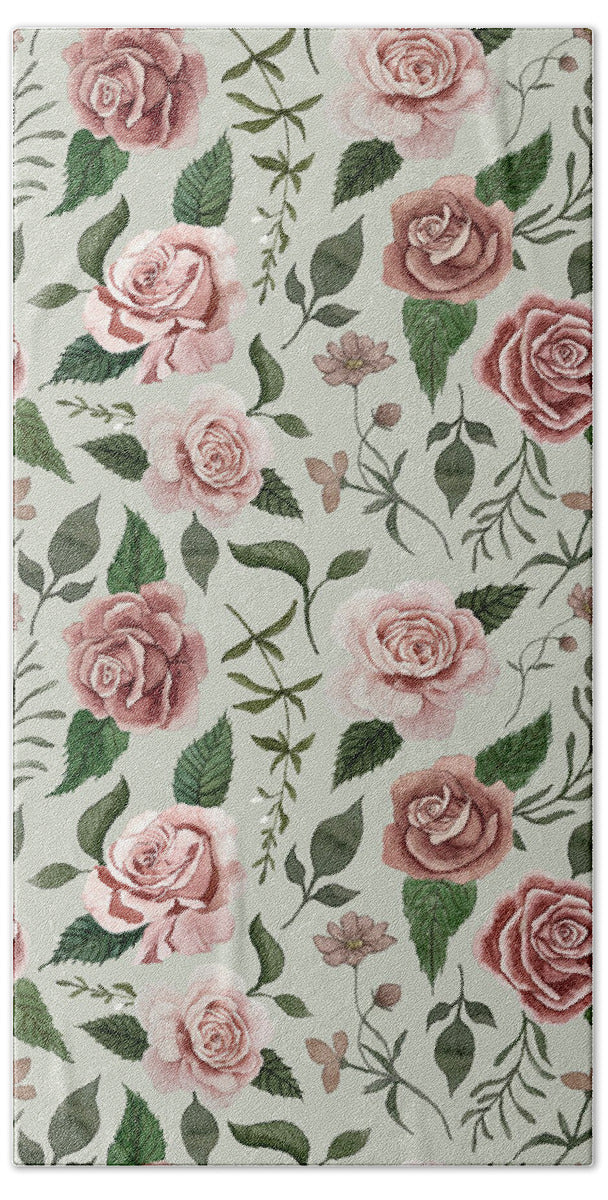 Wild Flower Rose Pattern - Bath Towel