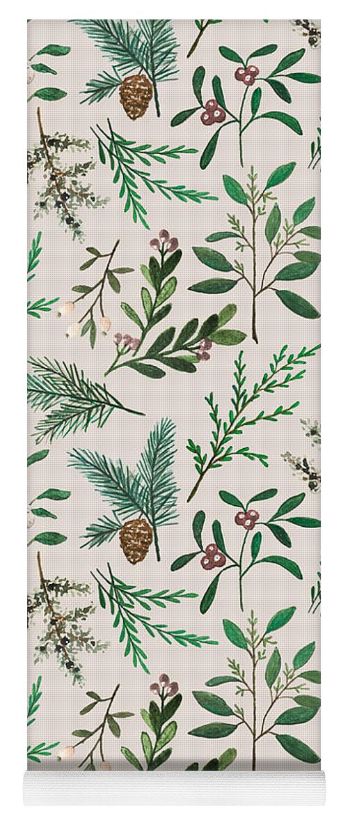 Winter Berry Pattern - Yoga Mat