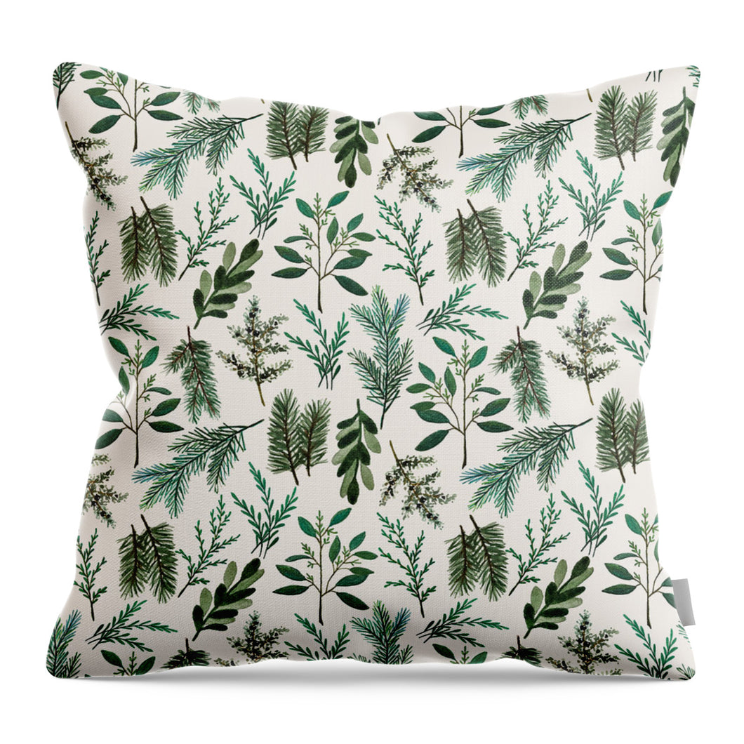 Winter Branch Pattern - Throw Pillow