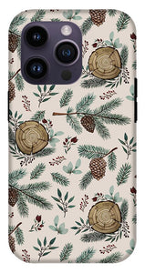 Winter Branches, Berries and Pine Cones - Phone Case