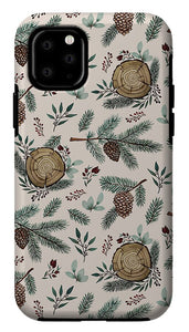 Winter Branches, Berries and Pine Cones - Phone Case