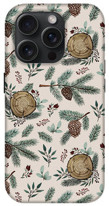 Winter Branches, Berries and Pine Cones - Phone Case